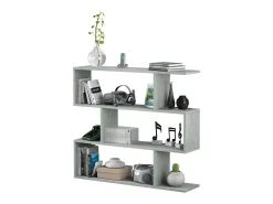 Estante Hampton, Estante baixa dupla face, Prateleira com três compartimentos, Estante de escritório moderna, 110x24h97 cm, Cinza concreto