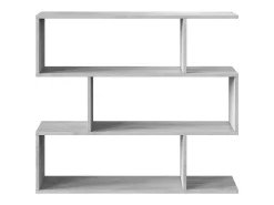 Estante Hampton, Estante baixa dupla face, Prateleira com três compartimentos, Estante de escritório moderna, 110x24h97 cm, Cinza concreto