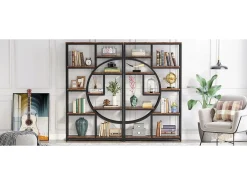 Estante industrial de 5 níveis, estante alta independente com 9 prateleiras de arrumação abertas para sala de estar, quarto, escritório em casa