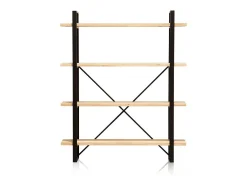 Estante Industrial Tábua 150x180x35 cm Preto e Madeira