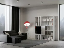 Estante Kato H com suporte para TV cinza branca