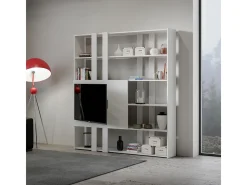 Estante Kato H com suporte para TV cinza branca