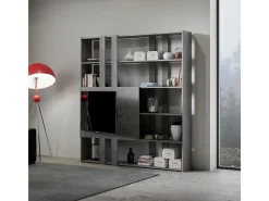 Estante Kato H com suporte para TV cimento