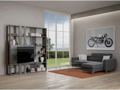 Estante Kato M com suporte para TV cimento