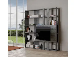 Estante Kato M com suporte para TV cimento