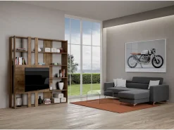 Estante Kato M com suporte para TV nogueira