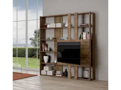 Estante Kato M com suporte para TV nogueira