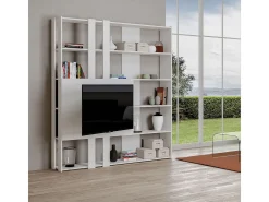 Estante Kato M com suporte para TV cinza branca