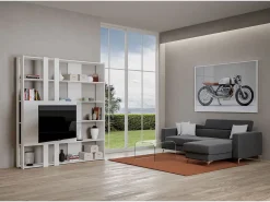 Estante Kato M com suporte para TV cinza branca
