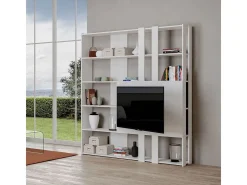 Estante Kato M com suporte para TV cinza branca