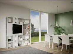 Estante Kato N com suporte para TV cinza branca