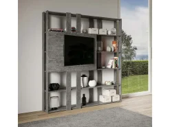 Estante Kato N com suporte para TV cimento