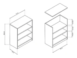 Estante larga design com 2 prateleiras, cor carvalho claro coleção TOLLY