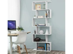 Estante Lucio, Armário com prateleiras, Biblioteca de escritório, 100% Fabricado na Itália, 80x25h192 cm, Branco brilhante
