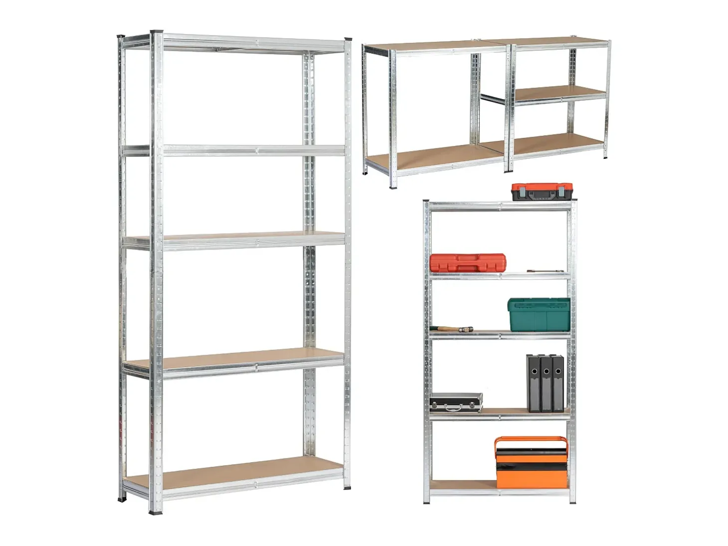 Estante Metálica Prateada 90x30x180 cm - 5 Prateleiras Robustas, Suporta até 175 kg Cada, MDF e Aço Galvanizado, Montagem Fácil
