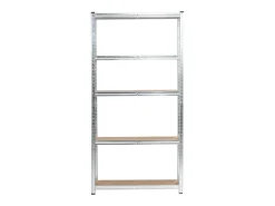 Estante Metálica Prateada 90x30x180 cm - 5 Prateleiras Robustas, Suporta até 175 kg Cada, MDF e Aço Galvanizado, Montagem Fácil