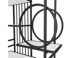 Estante moderna em metal 100×30×180 cm - estrutura geométrica - branco + preto