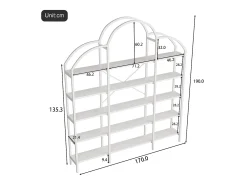 Estante moderna em metal 170×26×190 cm - formato nuvem - 5 níveis de armazenamento - branco
