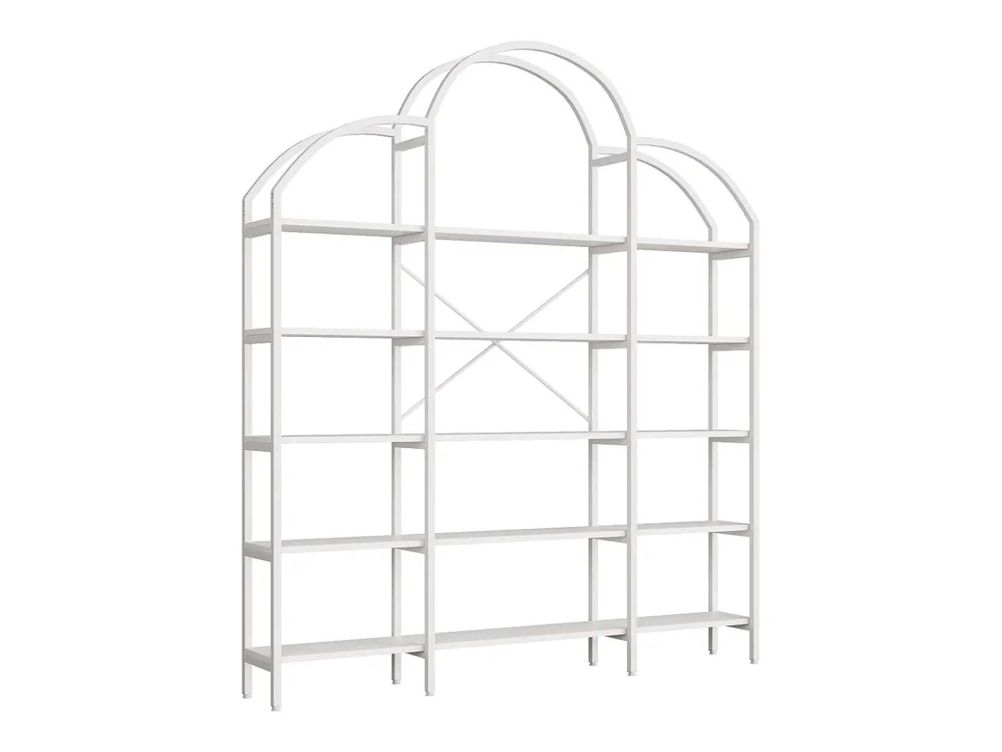 Estante moderna em metal 170×26×190 cm - formato nuvem - 5 níveis de armazenamento - branco