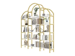Estante moderna em metal 170×26×190 cm - formato nuvem - 5 níveis de armazenamento - dourado + branco