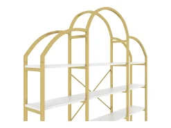 Estante moderna em metal 170×26×190 cm - formato nuvem - 5 níveis de armazenamento - dourado + branco