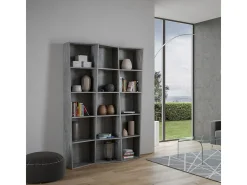 Estante moderna Trek 3 elementos cinza nogueira