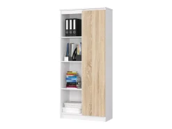 Estante Modular R80 1 Porta e 4 Prateleiras Cor Branco/Carvalho de Sonoma