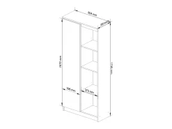 Estante Modular R80 1 Porta e 4 Prateleiras Cor Branco/Carvalho de Sonoma