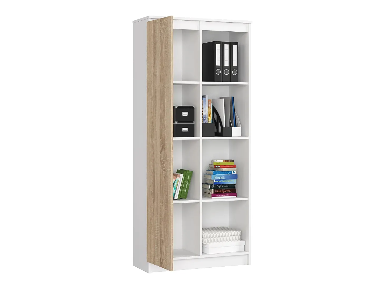 Estante Modular R80 1 Porta e 4 Prateleiras Cor Branco/Carvalho de Sonoma