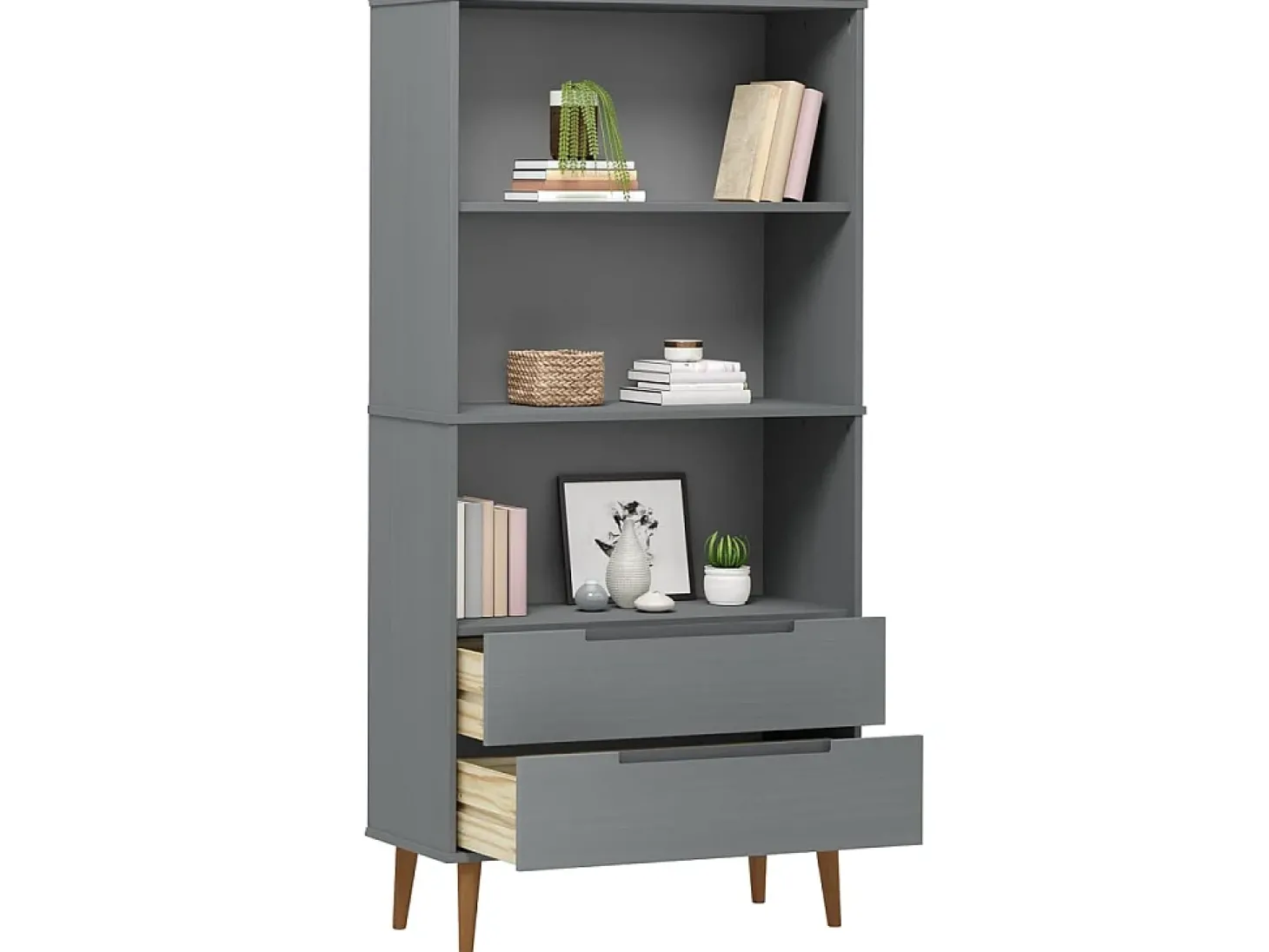 Estante MOLDE 85x35x170,5 cm pinho maciço cinzento PT462024