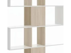 Estante Moneglia, Estante de escritório multiuso, Estante com 4 prateleiras, 145x29h145 cm, Branco e Carvalho