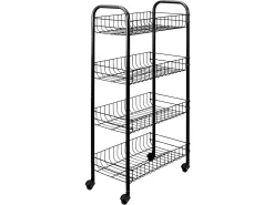 Estante Multifuncional 4 Prateleiras PISA BLACK Metaltex 41x23x84 cm