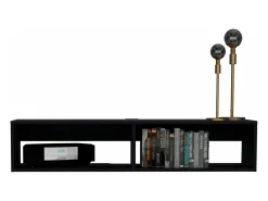 Estante multimédia em melamina Rockwood com duas prateleiras, 25.3 cm X 121.1 cm X 32 cm , Preto