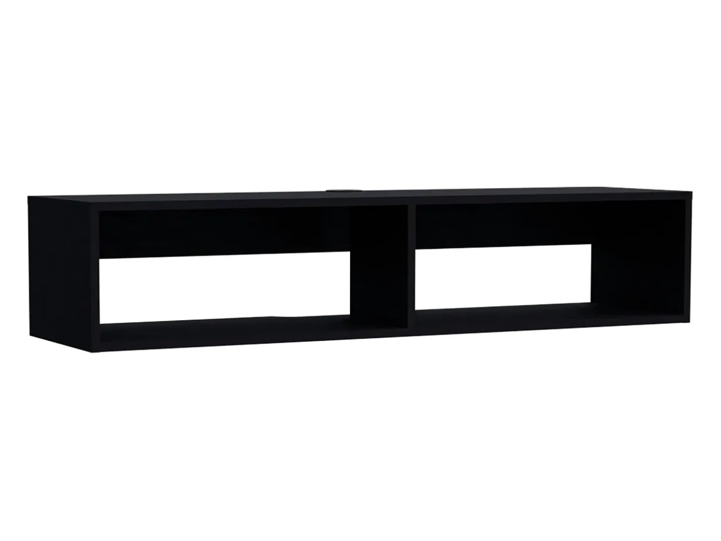 Estante multimédia em melamina Rockwood com duas prateleiras, 25.3 cm X 121.1 cm X 32 cm , Preto