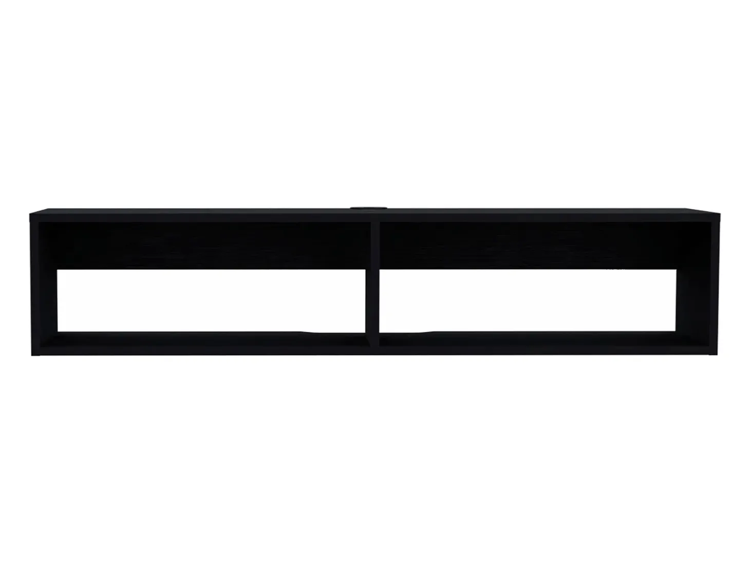 Estante multimédia em melamina Rockwood com duas prateleiras, 25.3 cm X 121.1 cm X 32 cm , Preto