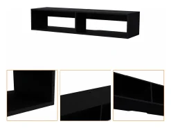 Estante multimédia em melamina Rockwood com duas prateleiras, 25.3 cm X 121.1 cm X 32 cm , Preto