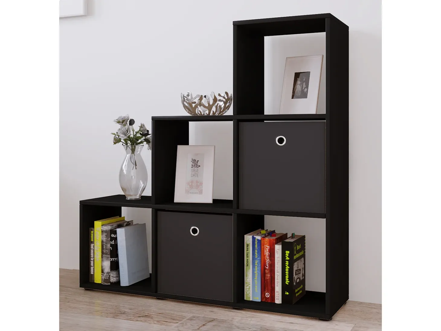 Estante Nitas Preto A. 105 x L. 108 x P. 29 cm