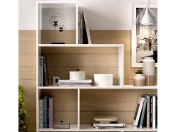 Estante Orsaro, Estante de escritório multiuso, Estante com 6 prateleiras, 145x29h145 cm, Branco