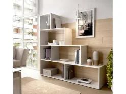 Estante Orsaro, Estante de escritório multiuso, Estante com 6 prateleiras, 145x29h145 cm, Branco