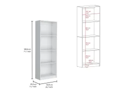 Estante para escritório em casa em melamina com 4 prateleiras abertas, 180.60 cm X 62.73 cm X 29.71 cm , Branco