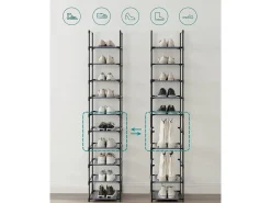 Estante para sapatos 33x33x173 cm cinza
