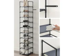 Estante para sapatos 33x33x173 cm cinza
