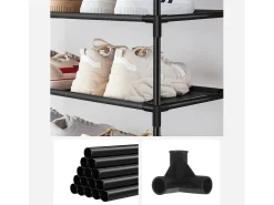Estante para sapatos 33x33x173 cm preto