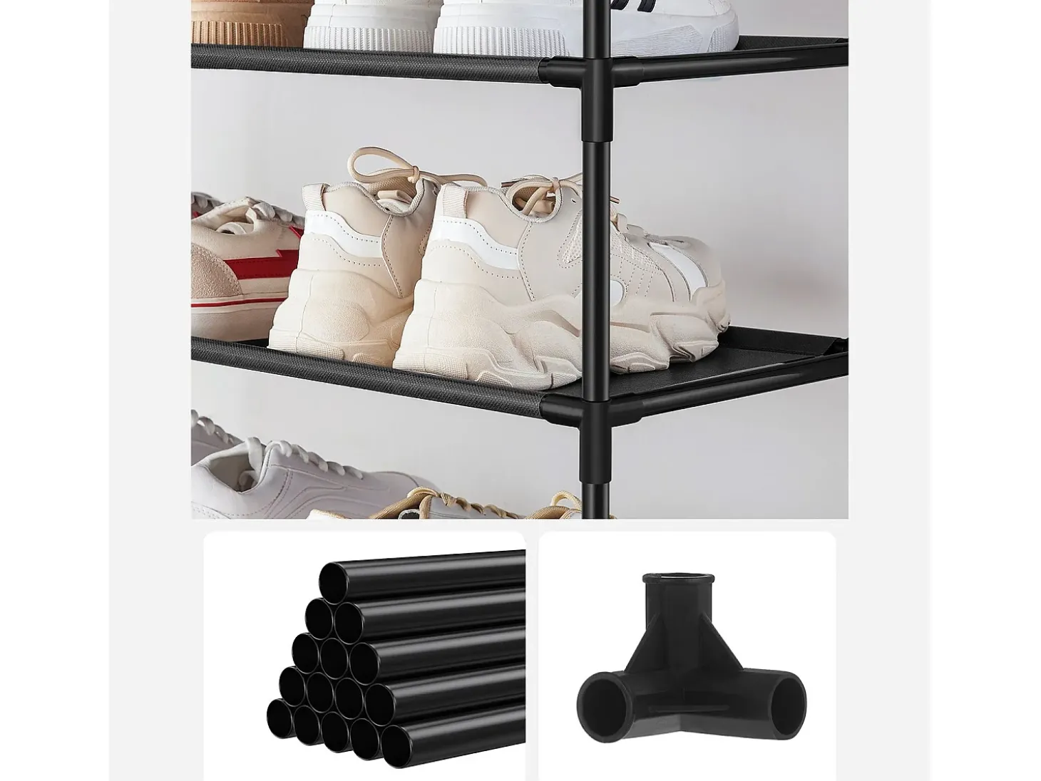 Estante para sapatos 33x33x173 cm preto