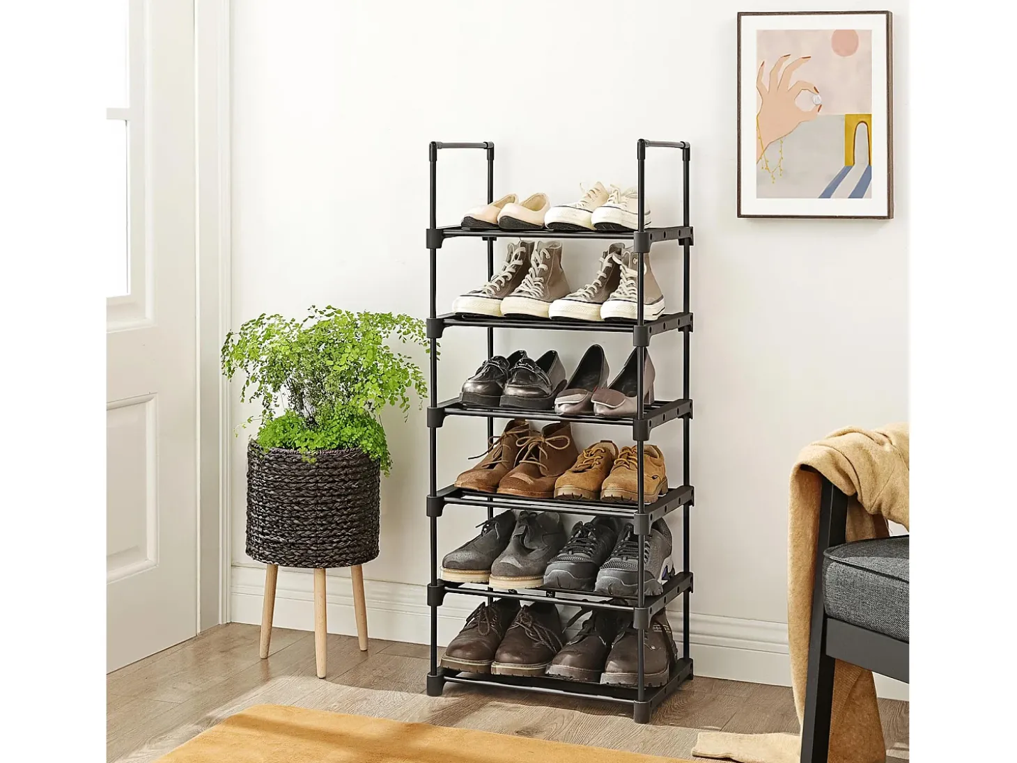 Estante para Sapatos 45x30x106 cm preto