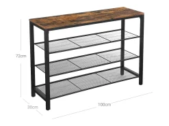 Estante para Sapatos 100x30x72 cm preto castanho rústico Indestic