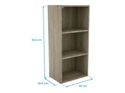 Estante Plea: 1 armário com 3 portas e 1 prateleira com 3 níveis, 184x42x29 cm