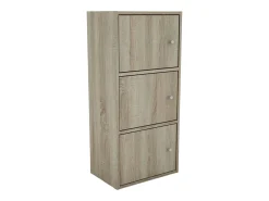 Estante Plea: 1 armário com 3 portas e 1 prateleira com 3 níveis, 184x42x29 cm