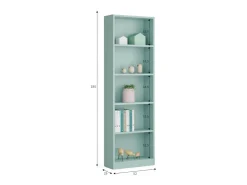 Estante Pomona, Estante alta com 5 prateleiras, Estante de escritório ou quarto, Estante moderna com compartimentos, 52x25h80 cm, Verde água