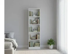 Estante Pomona, Estante alta com 5 prateleiras, Estante de escritório ou quarto, Estante moderna com compartimentos, 52x25h80 cm, Branco